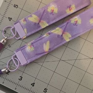 Lilac Butterfly Kids Wrist Lanyard - Purple